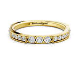 Yellow gold Milgrain Round Diamond Pavé Channel Set White Gold Band_16
