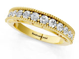 Yellow gold Milgrain Round Diamond Pavé Chevron Band_5