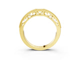 Yellow gold Milgrain Round Diamond Pavé Chevron Band_7