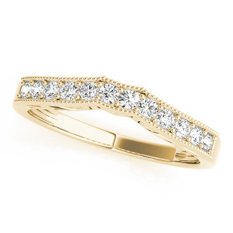 Yellow gold Milgrain Round Diamond Pavé Chevron Band