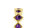 Yellow gold Milgrain Square Bezel Round Amethyst Chevron Band_11