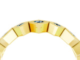 Yellow gold Milgrain Square Bezel Round Aquamarine Chevron Band_10