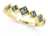 Yellow gold Milgrain Square Bezel Round Aquamarine Chevron Band_7