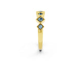 Yellow gold Milgrain Square Bezel Round Aquamarine Chevron Band_8