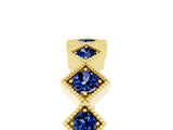 Yellow gold Milgrain Square Bezel Round Blue Sapphire Chevron Band_11