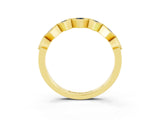 Yellow gold Milgrain Square Bezel Round Blue Sapphire Chevron Band_9