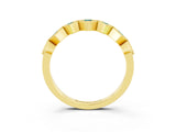 Yellow gold Milgrain Square Bezel Round Blue Topaz Chevron Band_9