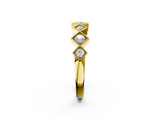 Yellow gold Milgrain Square Bezel Round Diamond Chevron Band_25
