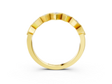 Yellow gold Milgrain Square Bezel Round Diamond Chevron Band_26