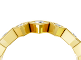 Yellow gold Milgrain Square Bezel Round Diamond Chevron Band_27