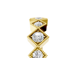 Yellow gold Milgrain Square Bezel Round Diamond Chevron Band_28