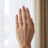 Yellow gold Milgrain Square Bezel Round Diamond Chevron Band_40