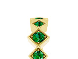 Yellow gold Milgrain Square Bezel Round Emerald Chevron Band_11