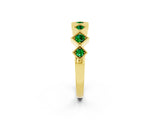 Yellow gold Milgrain Square Bezel Round Emerald Chevron Band_8
