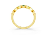 Yellow gold Milgrain Square Bezel Round Emerald Chevron Band_9