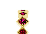 Yellow gold Milgrain Square Bezel Round Garnet Chevron Band_11