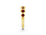 Yellow gold Milgrain Square Bezel Round Garnet Chevron Band_8