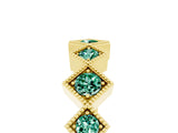 Yellow gold Milgrain Square Bezel Round Green Sapphire Chevron Band_11