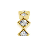 Yellow gold Milgrain Square Bezel Round Moissanite Chevron Band_11