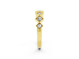 Yellow gold Milgrain Square Bezel Round Moissanite Chevron Band_8