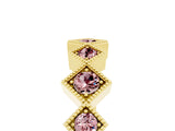 Yellow gold Milgrain Square Bezel Round Morganite Chevron Band_11