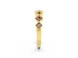 Yellow gold Milgrain Square Bezel Round Morganite Chevron Band_8