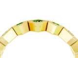Yellow gold Milgrain Square Bezel Round Peridot Chevron Band_10