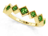 Yellow gold Milgrain Square Bezel Round Peridot Chevron Band_7
