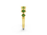 Yellow gold Milgrain Square Bezel Round Peridot Chevron Band_8