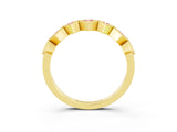 Yellow gold Milgrain Square Bezel Round Pink Sapphire Chevron Band_21