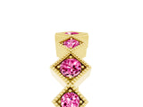 Yellow gold Milgrain Square Bezel Round Pink Sapphire Chevron Band_23