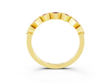 Yellow gold Milgrain Square Bezel Round Ruby Chevron Band_9