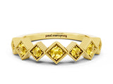 Yellow gold Milgrain Square Bezel Round Yellow Sapphire Chevron Band_18