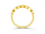 Yellow gold Milgrain Square Bezel Round Yellow Sapphire Chevron Band_21