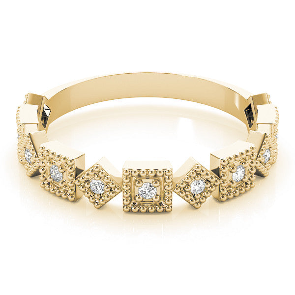 Yellow gold Milgrain Square Diamond Eternity Band with Bezel Setting 1