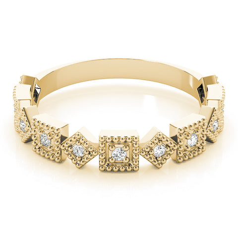 Yellow gold Milgrain Square Diamond Eternity Band with Bezel Setting 1