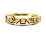 Yellow gold Milgrain Square Diamond Eternity Band with Bezel Setting_23