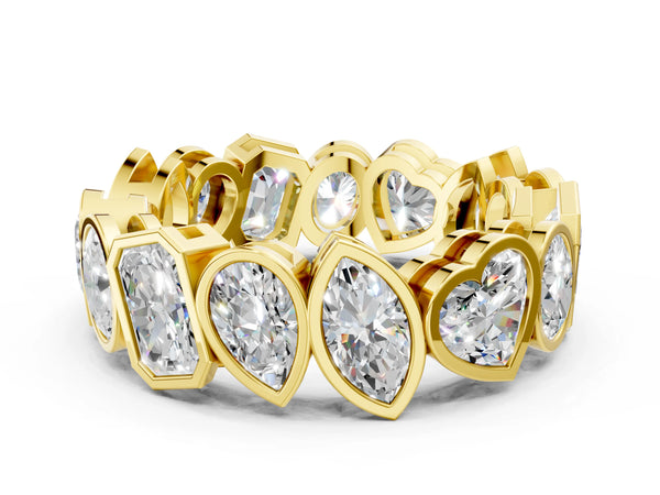 Yellow gold Mixed Shape Diamond Bezel Set Eternity Wedding Band