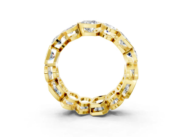Yellow gold Mixed Shape Diamond Bezel Set Eternity Wedding Band