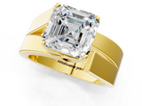 Yellow gold Modern Tension Set Asscher Solitaire Wide Band Ring_58