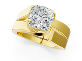 Yellow gold Modern Tension Set Cushion Solitaire Wide Band Ring_142