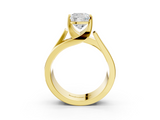 Yellow gold Modern Tension Set Cushion Solitaire Wide Band Ring_144