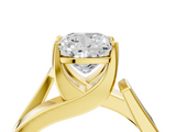 Yellow gold Modern Tension Set Cushion Solitaire Wide Band Ring_145