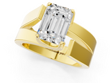 Yellow gold Modern Tension Set Emerald Solitaire Wide Band Ring_121
