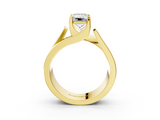 Yellow gold Modern Tension Set Emerald Solitaire Wide Band Ring_123