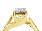 Yellow gold Modern Tension Set Emerald Solitaire Wide Band Ring_124