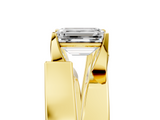 Yellow gold Modern Tension Set Emerald Solitaire Wide Band Ring_125