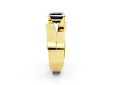 Yellow gold Modern Tension Set Fancy Black Asscher Cut Solitaire Wide Band Ring_2