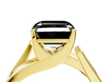 Yellow gold Modern Tension Set Fancy Black Asscher Cut Solitaire Wide Band Ring_4