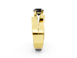 Yellow gold Modern Tension Set Fancy Black Cushion Cut Solitaire Wide Band Ring_2